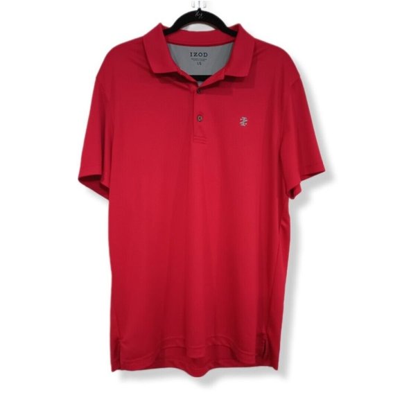 Izod Polo Shirt Adult Large Red Short Sleeve Lightweight Casual Mens. Great Cond - Picture 1 of 6